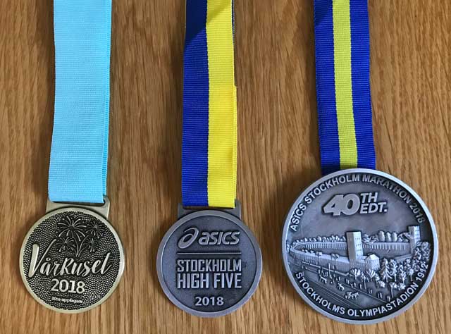 Medaljerna från Vårruset, Stockholm High Five och Stockholm Marathon